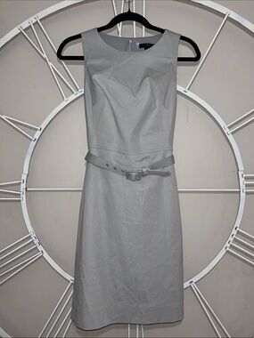 J. Crew Belted Cloud Gray Sleeveless Two Way Stretch Cotton Sheath Dress
